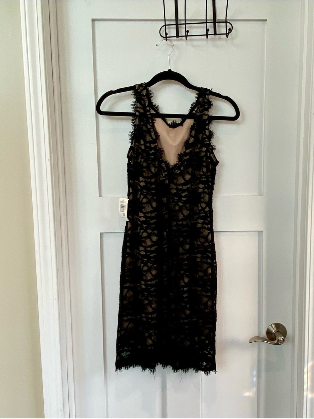 RSVP Black Lace Midi Dress with Nude Lining